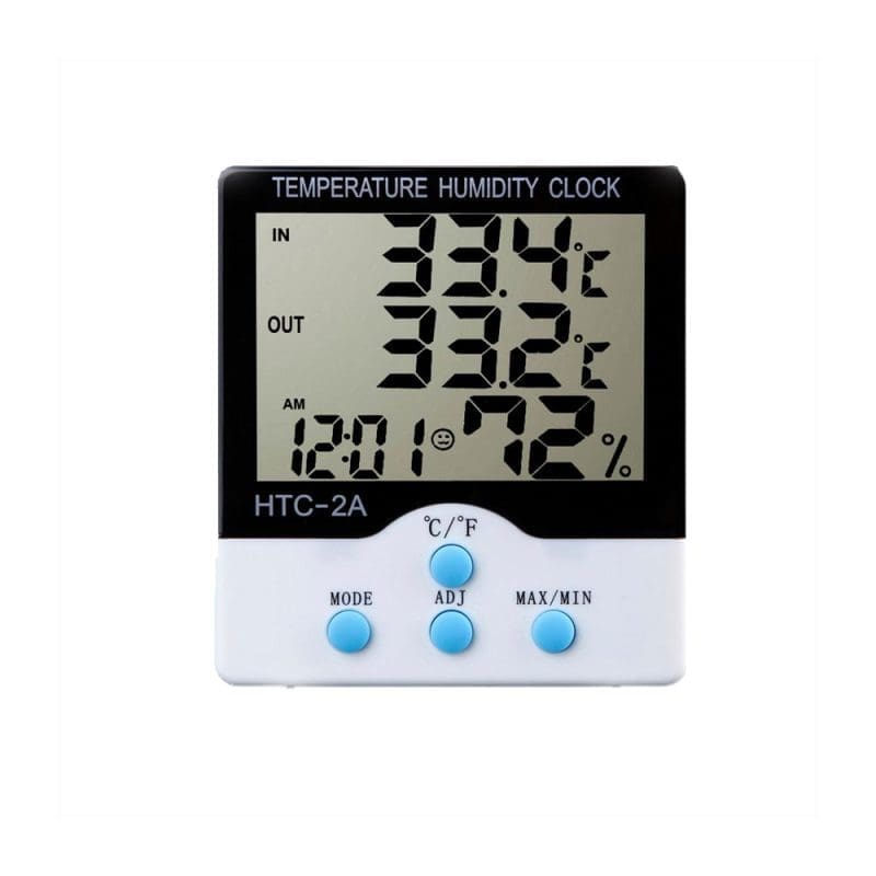 HTC 2A, LCD Digital Indoor Outdoor Thermometer Hygrometer Temperature Humidity Meter Thermometer Tester With Clock HTC - 2A